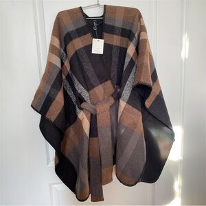 Denver Hayes, Plaid Poncho with Belt - NWT 🤎
